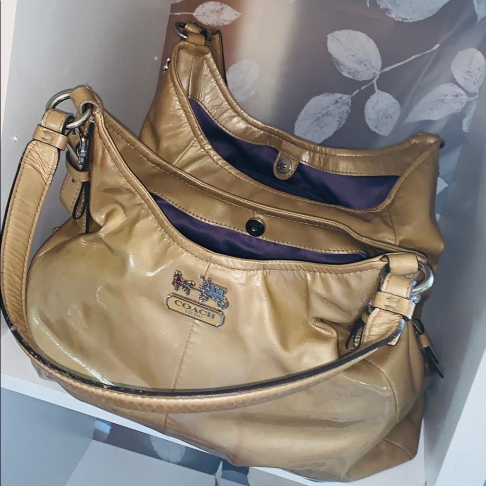 Coach purse gently used gold brown
